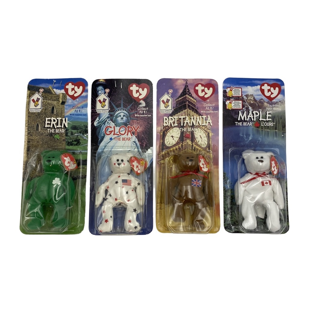 1999 McDonald's TY Beanie Babies International Bears Complete Set of 4